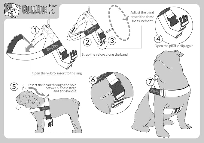 Adjustable Dog Harness– No Pull, No Choke – for English Bulldogs, French Bulldogs, Pugs & Broad-Chested Breeds – Easy, Safe Walks (Caution, Large)