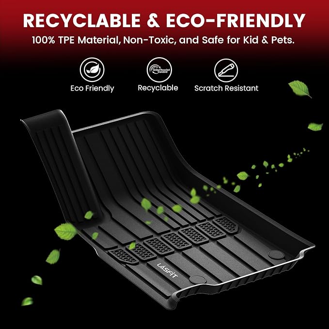 LASFIT Floor Mats for Jeep Grand Cherokee L 2021-2025 2026 7 Seat (NOT Fit for 6-Passenger) All Weather TPE Custom Fit Car Mats Floor Liners 1st & 2nd & 3th Row, Black