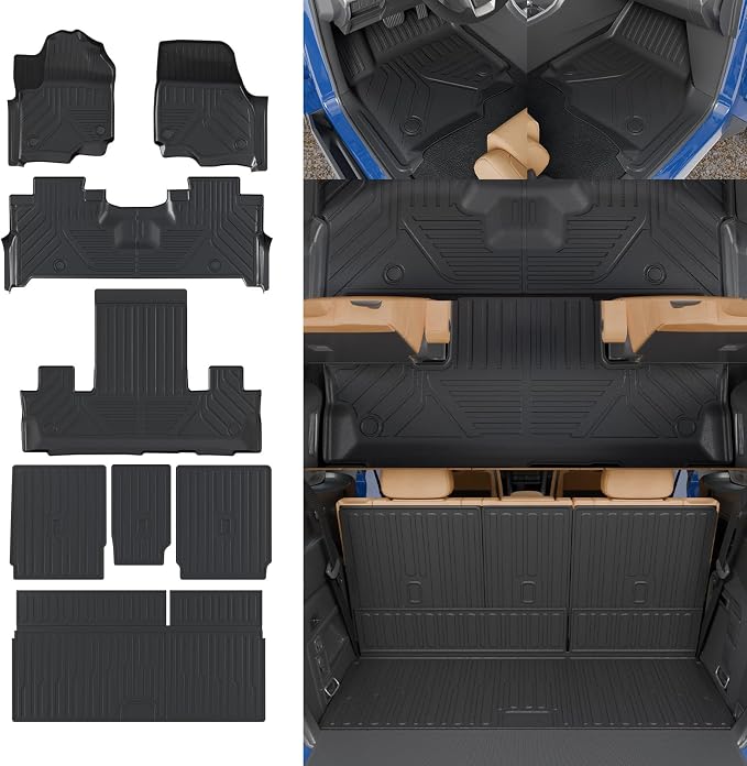 Floor Mats Compatible with 2025 2026 Ford Expedition 7-Seater Captain Chairs (NOT for Max) Trunk Mat Cargo Mat Cargo Liner Expedition Accessories (Floor Mats+Trunk Mat+Backrest Mats)