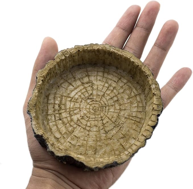 OMEM Reptile Natural Bowl Food and Water Dish Resin Made (2PCS- Tree bark)