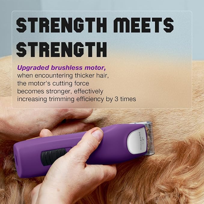 Professional Dog Grooming Clippers 2-Speed Detachable Blade 10# | Metal Guide Combs Kit for Thick Curly Coats Horse Animal Breeds Cats Low Noise Cordless Heavy Duty Pet Hair Trimmer Bluewave