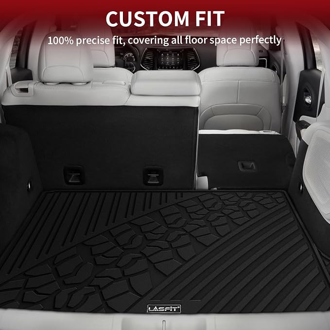 LASFIT Trunk Mat for Jeep Grand Cherokee WL 2022-2025 2026 5-Seat (Include 4xe, NOT for L) All Weather TPE Custom Fit Cargo Mat Trunk Liner Cargo Liner, Black