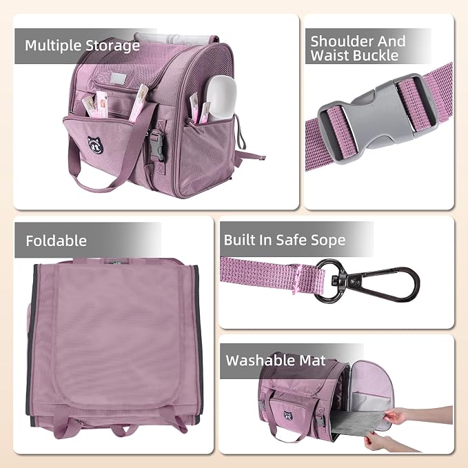 Expandable Cat Carrier Backpack for Large Cats - Airline Approved Pet Carrier Backpack for Small Dogs, Hiking & Travel, Waterproof with Breathable Mesh, 14lbs Capacity (Plum, Standard)