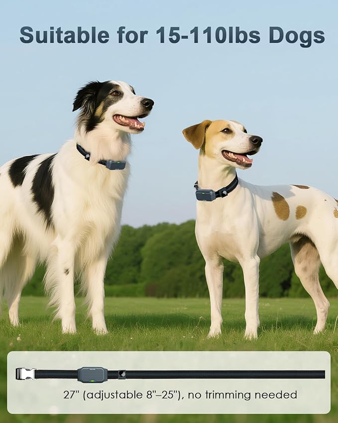 Shock Collar for Dogs, IP67 Waterproof Dog Training Collar with Remote Control, 3 Modes: Beep, Vibration, Safe Static, Rechargeable Adjustable for 15-110lbs Medium Large Dogs