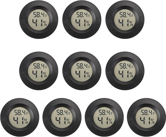 Mini Hygrometer Digital Thermometer Humidity Meter 10 Pack Hygrometer Thermometers Indoor/Outdoor Humidity Monitor Reptile Thermometer for Greenhouse Garden Cellar Fahrenheit(℉)/ Celsius(℃)