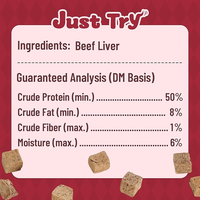 Just Try 8.82 oz Freeze-Dried Beef Liver for Dogs – Single Ingredient Dog Treats, High Protein, Grain-Free, Rich in Iron & Vitamin A,Healthy Training Treats