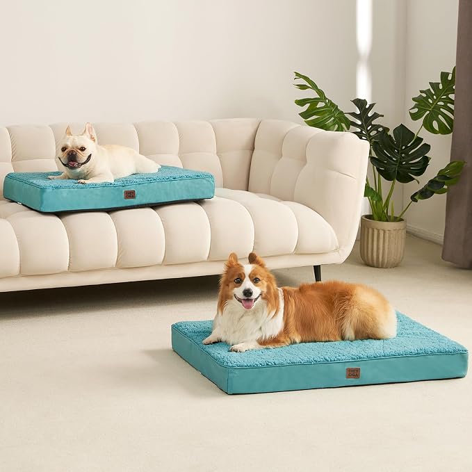 EHEYCIGA Orthopedic Dog Bed Large with Removable Washable Cover, 35x23 | Egg Crate Foam Support, Durable Oxford fabric, Non-Slip Bottom, Machine Washable, Soft Waterproof Plush Pet Bed Mat For Crate