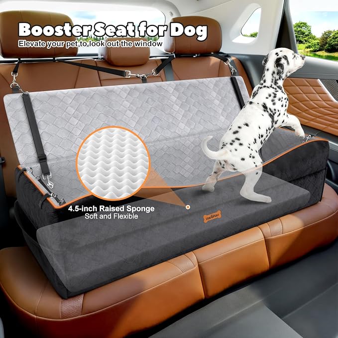 Car Seat for Large Dog for 2 Medium or 3 Small Dogs Under 100Lbs | Dog Booster Seats ,Pet Car Seats with 2 Safety Leashes, Dogs Sofa Bed Cushion Add Thick Sponge, Pet Cars Carrier for Travel