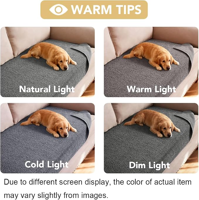H.VERSAILTEX Non Slip Pet Couch Cover Chenille Dog Bed Protector Thick Soft Sofa Slipcover Pet Friendly Washable Couch Cushion Covers for Pets (68" x 82", Gray)