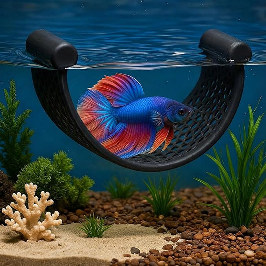 Black Betta Fish Hammock, Aquarium Floating Rest Platform for Small Fishes Floating Bed for Small Fish Betta Hammock Fishes Tank Accessories for Shrimp Fishs Bettas (Black)