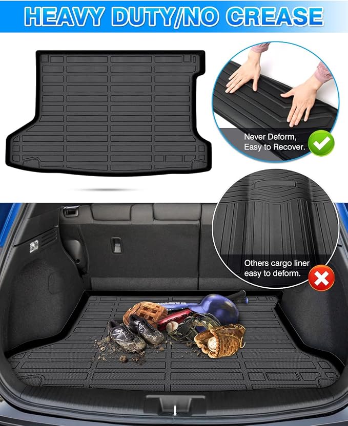 Cartist Cargo Liner Custom Fit for HR-V HRV 2016-2022 (Only AWD Models) All Weather Rear Trunk Mat High Side Waterproof Black TPE