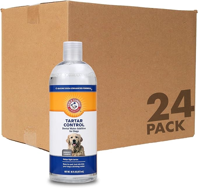 Arm & Hammer Clinical Care Dental Rinse for Adult Dogs, Odorless Flavorless No Taste Water Additive for Dog Dental Care, Helps Reduce Tartar & Freshen Breath, 16 Fl Oz - 24 Pack