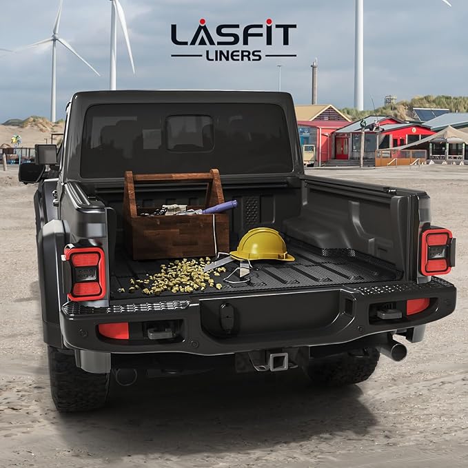 LASFIT 5FT Bed Mat for Jeep Gladiator JT 2026 2025 2024 2023 2022 2021 2020 (60 inches), All Weather TPE Custom Fit Truck Bed Mat Truck Bed Liner, Black