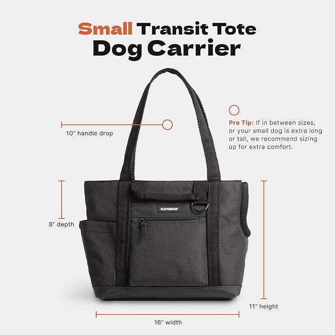 Transit Tote Dog Carrier for Small Dogs Under 8 lbs, 16x11x8 Soft-Sided 4-Pc Set with Waterproof Base, Plush Insert, Food Pouch, Mesh Head Opening - Small, Sand