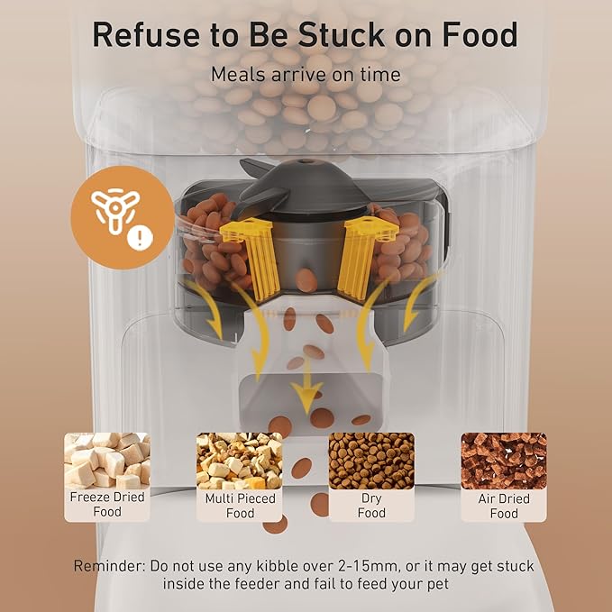 Automatic Cat Feeder - 7L/29 Cups Cat Food Dispenser with Desiccant Bag, 1–6 Meals, Ideal for 2–15mm Dry Food, Auto Pet Feeder with Dual Power Supply, Automatic Dog Feeder for Small Medium Breed