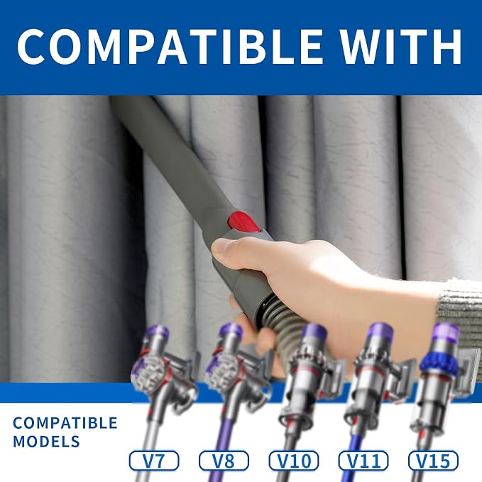 Extension Hose and Crevice Tool Compatible with Dyson V7 V8 V10 V15 Cleaner | Flexible Extension Hose Mattress Tool Stiff Brush Soft Bristle and Flexible Crevice Tool for Home Cleaning