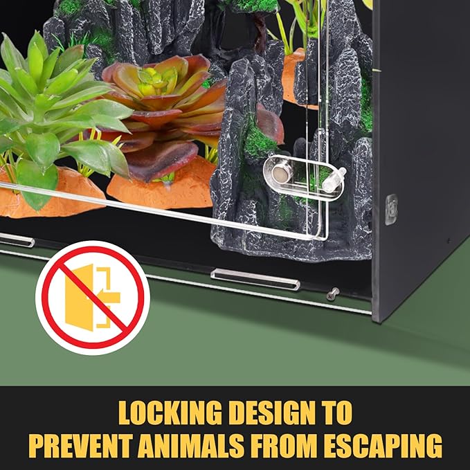 Reptile Tank 8x8x12 PVC Terrarium Enclosure for Crested Gecko, Lizard, Tarantula & Small Reptiles and Invertebrates