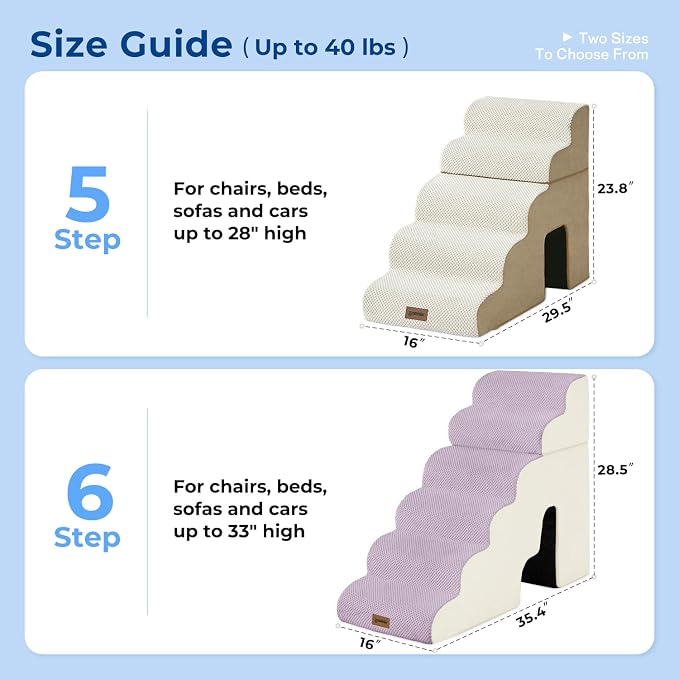 ZOMISIA Dog Ramp for High Beds with Tunnel, 29" H 6 Steps for Large Dog | Tunnel 2 in 1 with Zippers, Suitable for Short-Legged Dogs Get on Bed, Non-Slip Durable Dog Steps with High-Density Foam