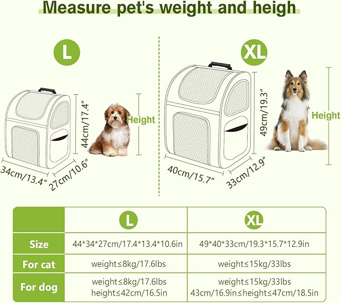 pecute Cat Backpack Breathable, Cat Carrier Backpack Expandable | Durable Oxford Cloth, Lockable Zipper,Use for Pet Under 11 lbs to Travel