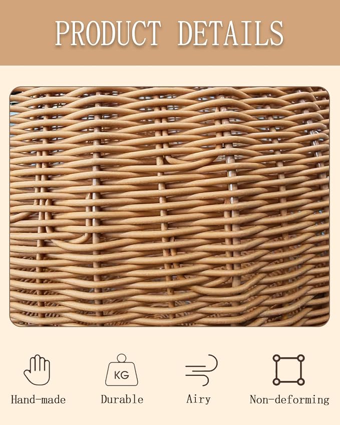Wicker Cat Bed Indoor & Outdoor, Handwoven PP Rattan Cat Swing Bed with Removable Washable Cushion, Breathable Waterproof Cat House for Cats & Small Dogs (Small–11.4" L × 18.9" H)