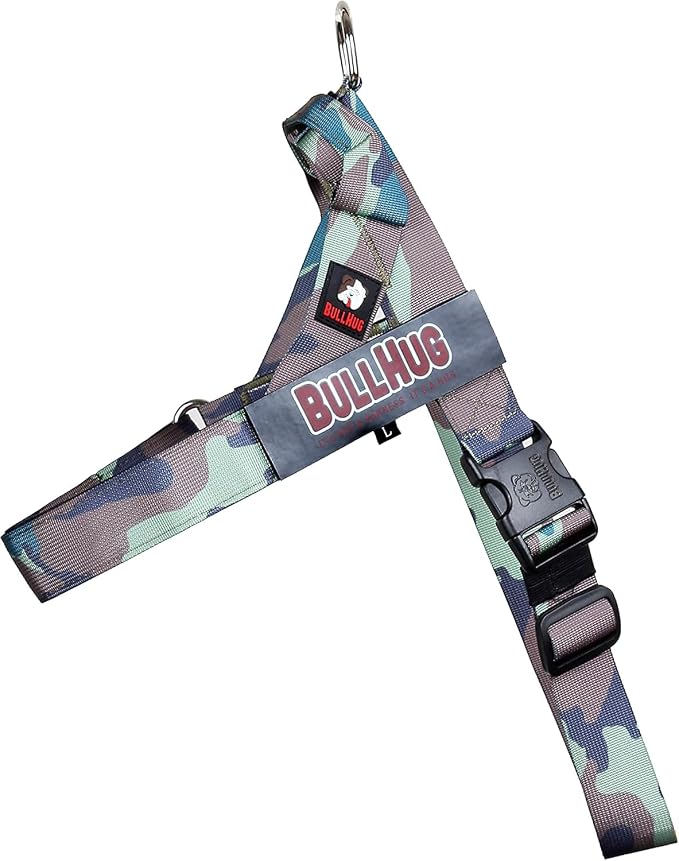 Adjustable Dog Harness– No Pull, No Choke – for English Bulldogs, French Bulldogs, Pugs & Broad-Chested Breeds – Easy, Safe Walks (Army, Large)