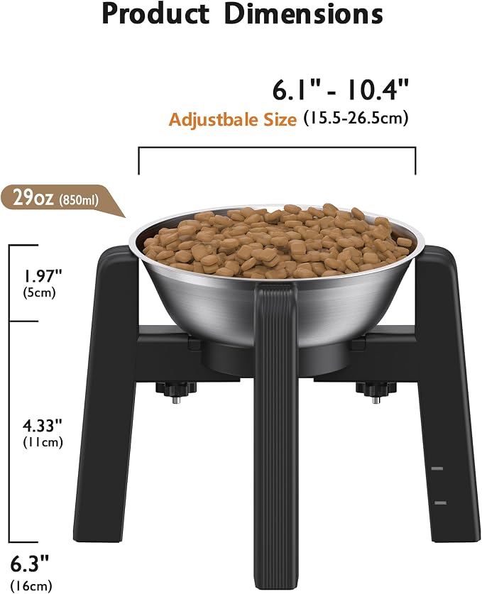 Dog Bowl Stand, 51 oz Large Capacity Stainless Steel Feeder (2 Pack) | Elevated Pet Water & Food Bowl for Medium Dogs, Stable and Anti-Slip Raised Bowl