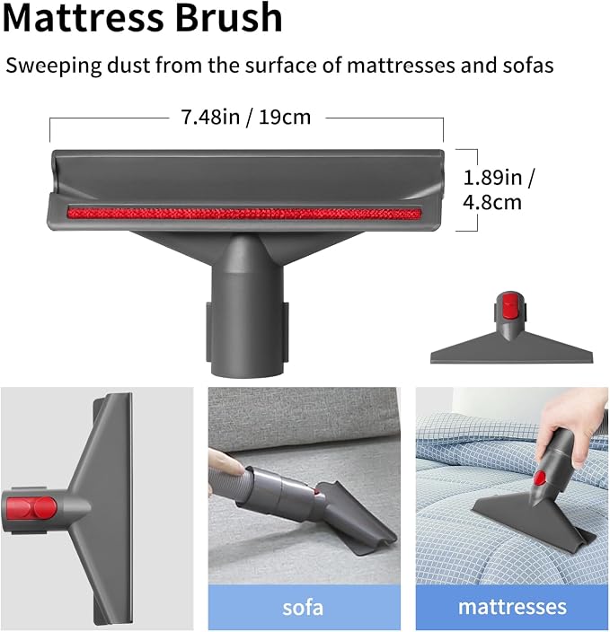 Replacement Attachment Kit compatible with Dyson V7 V8 V10 V11 V15 Cleaner | Flexible Extension Hose Mattress Tool Stiff Brush Soft Bristle and Flexible Crevice Tool for Home Cleaning