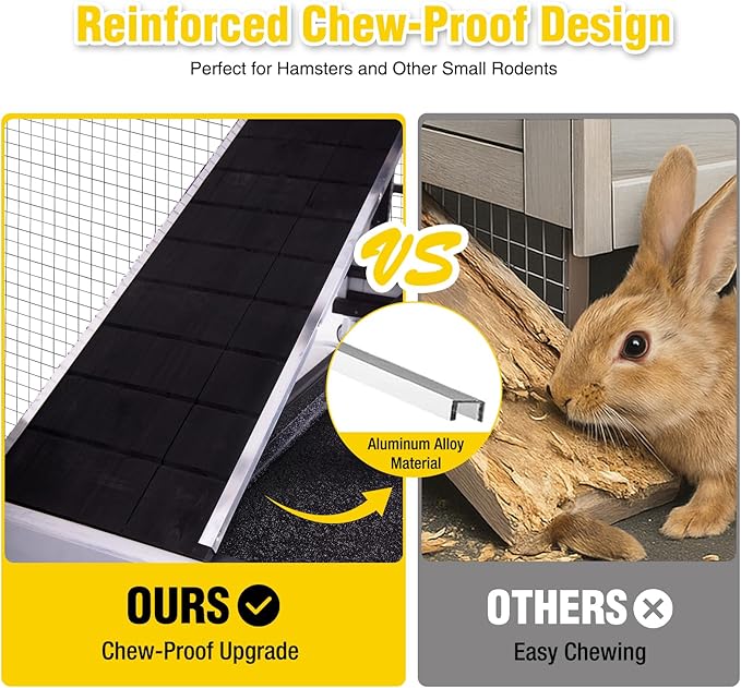 Aivituvin 2-Story Large 39.3" Rabbit Hutch, Opening Roof Bunny Cage with Chew-Proof Ramp, Leak-Proof Tray and Locking Wheels, for 2-4 Rabbits (Black/White)