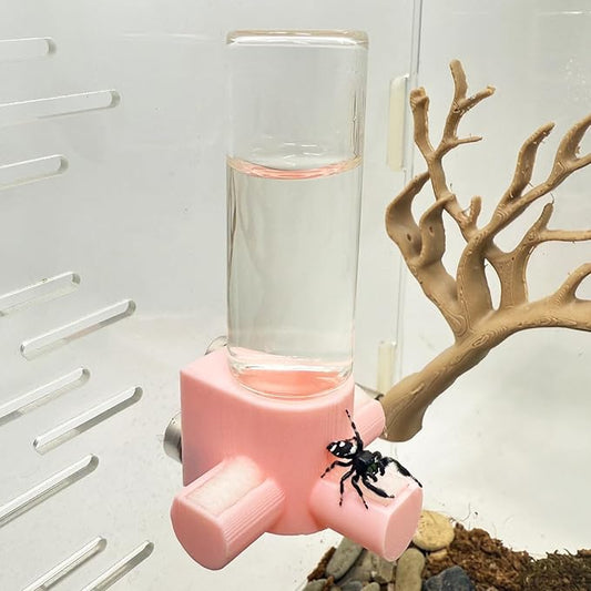 Jumping Spider Water Dispenser, Magnetic Hanging Feeder,Suitable for Jumping Spiders,Tarantulas, Praying Mantises,Arboreal Animals, and Other Small Animal Enclosure Accessories (Pink, 15ML)