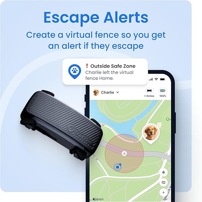 Tractive Smart Dog GPS Tracker with 6 Month Subscription | Live Pet Tracker with Virtual Fence | Vital Signs Monitoring of Heart & Respiratory Rate | Bark Monitoring | Dog Collar Attachment (Brown)