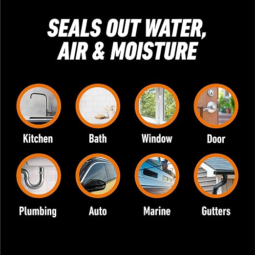 Gorilla 100% Silicone Sealant All Purpose, 10 Ounce Cartridge, Clear (Pack of 1)