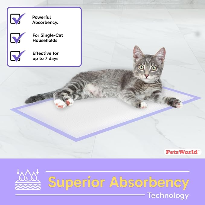 PetsWorld Universal Fit Cat Pad Refills for Litter Box, Fresh Scent, Odor Control, Pack of 50