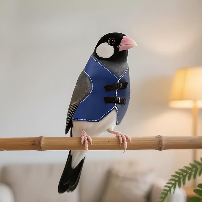 Bird Clothes, Parrot Leather Jacket, Cute Bird Costume Cosplay Photo Prop, Parrot Apparel for Eclectus, Budgerigar, African Greys Parakeet, Conure, Cockatiel, Love Birds-Cowboy Style,Blue,M
