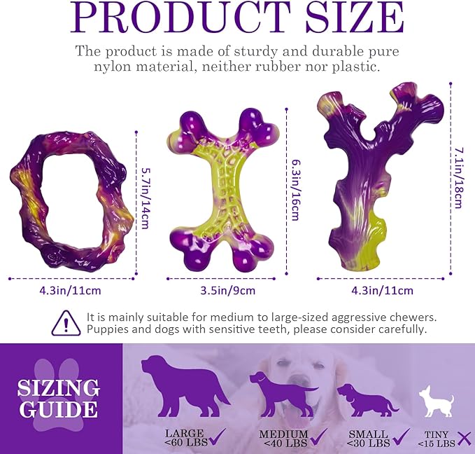 Jouets pour Chiens Mordeurs Agressifs (lot de 6) : Jouet pour Grand Chien Mâcheur Agressif, Jouet pour Chien Occupant, Goût Bacon