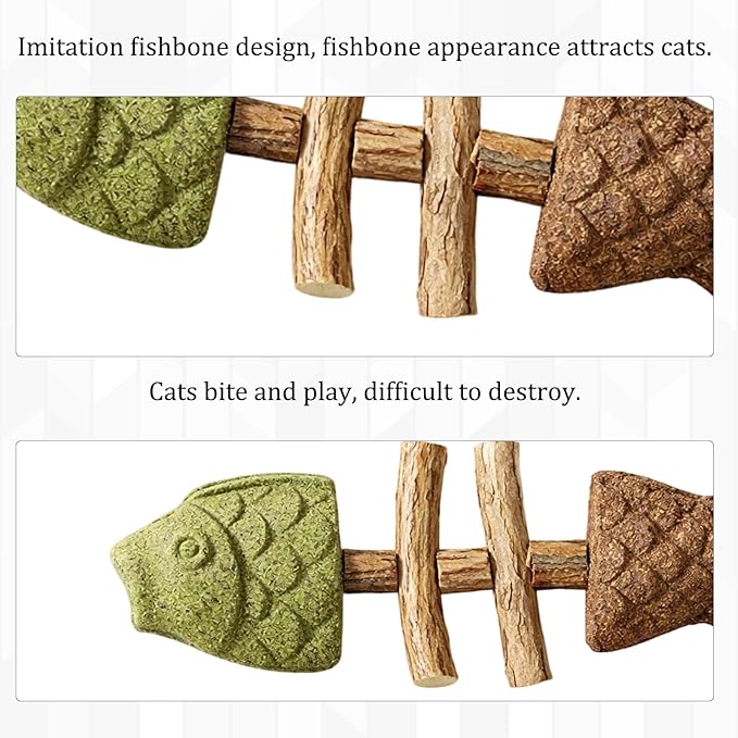 3-Piece Fishbone Cats Purrident Cat Dental, Purrident Cat Chew, Purrident for Cats, Dental Health for Cats, Natural Teeth Cleaning Stick, Apply to for Indoor Cats and Kittens(Mxed Flavor)