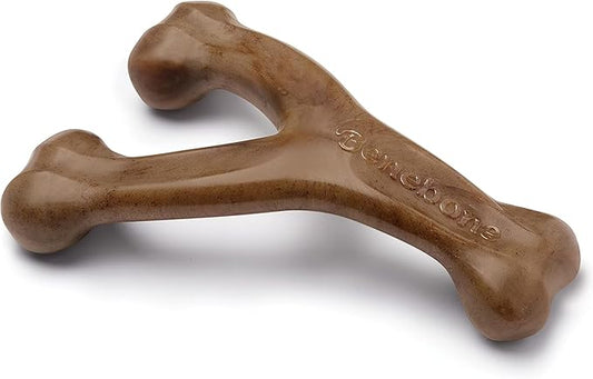 Benebone Wishbone Jouet à mâcher durable pour chien pour mâcheurs agressifs, fabriqué aux États-Unis, grande taille, saveur bacon véritable