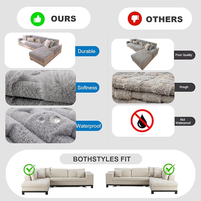 FUANGUI 2 Pack Waterproof Couch Cover for Dogs for Sectional Sofa | Washable Pet Couch Covers for Pets, Non Slip 2 PCS L Shaped Sofa Slipcover, Sofa Covers for 3 Cushion Couch Sofa Pet Friendly