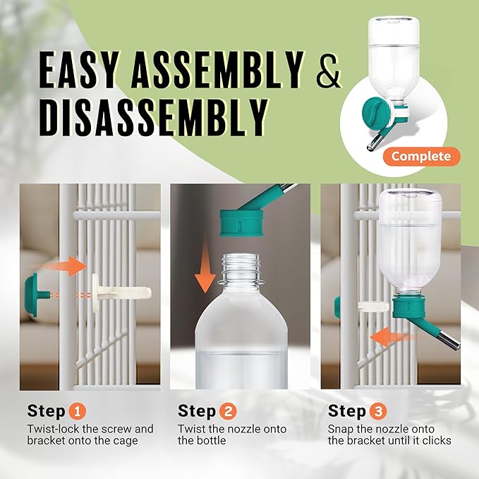 Choco Nose No-Drip Small Animal Water Bottle - Leak-Proof Patented Nozzle Helps Prevent Cage Mess & Wet Bedding - Hamster, Hedgehog, Mouse, Glider, Gerbil - BPA Free, Cage Mount, 10.2 fl oz (C125)