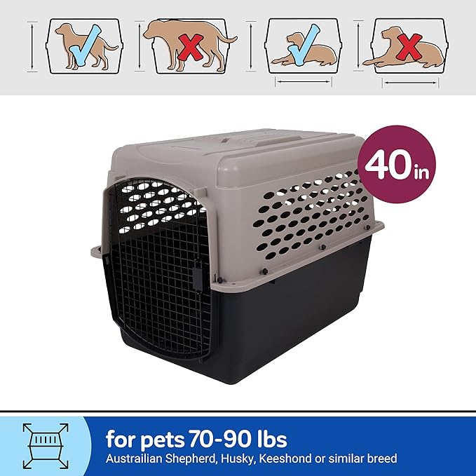 Petmate Vari Dog Kennel - Portable Dog Carriers & Crates for Large Dogs, Airline-Friendly, Durable Plastic, Pet Carrier For Home and Travel, 40 Inches, Taupe and Black