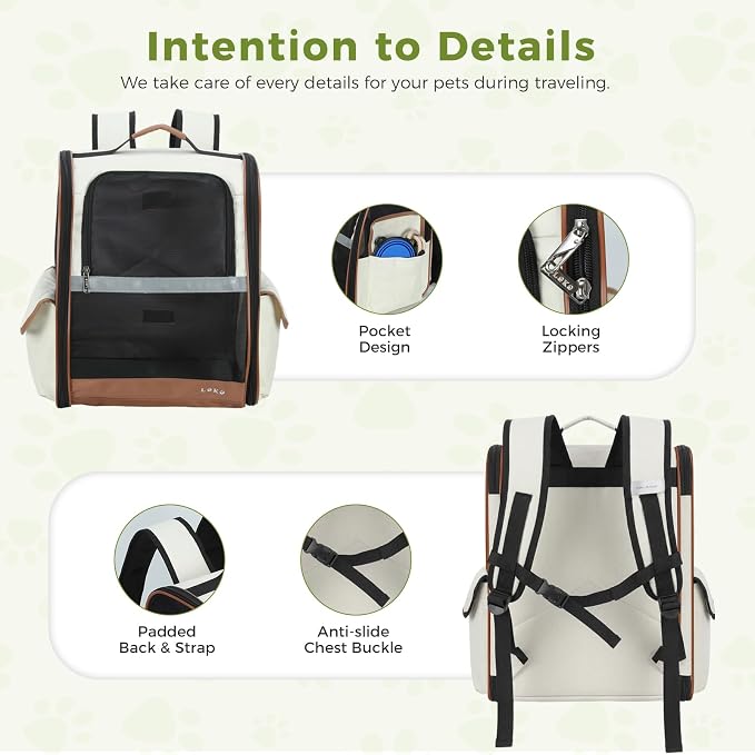 Lekereise Cat Backpack Carriers, Dog Carrier Backpacks with Breathable Mesh for Small Medium Large Cats Dogs Puppy Up to 25 Lbs, Pet Foldable Carrying Backpack Ventilated for Travel Hiking Collapsible