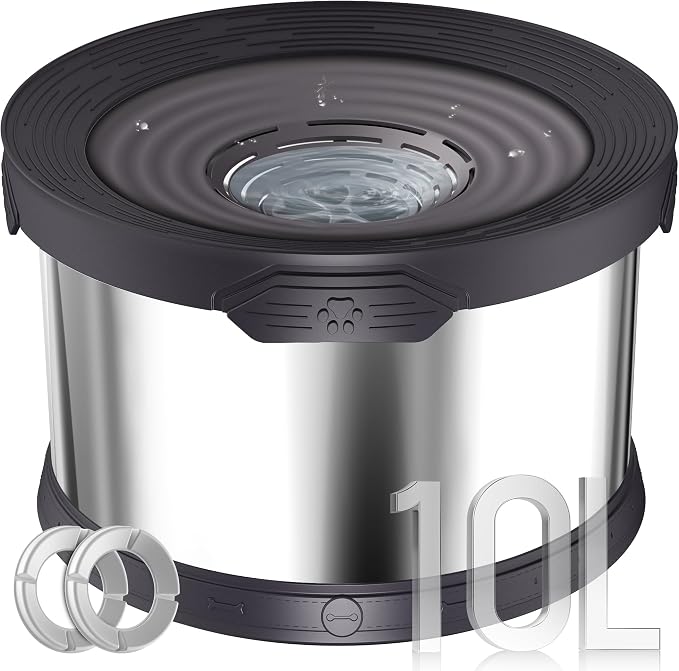 UPSKY 10L Dog Water Bowl No Spill Stainless Steel for Slow Drinking Black | Large Capacity, Spill-proof, Non-slip Design, Durable, For Large Dogs, Messy Drinkers & Multi-pet Homes, Outdoor / Indoor