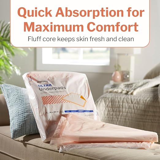 McKesson Underpads Bed Pads, Elderly, Heavy Absorbency, 36 x 36 in, 50 ct | Baby Changing, Pee Pads, Adult Incontinence Bed Pads, Chux