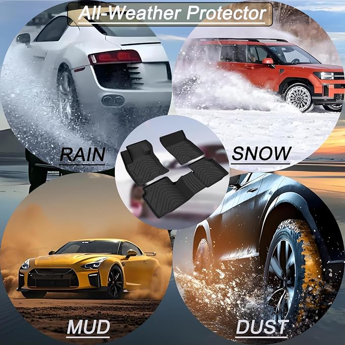 Aiqiying Floor Mats＆Cargo Liners Compatible with Toyota Camry 2025-2026 Modelss，All Weather Waterproof Durable Custom-Fit Back Trunk Tray Front Rear Rows Full Set Carpet Protection TPE Accessories