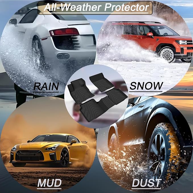 Aiqiying Floor Mats Compatible with Toyota Camry 2025-2026 Models，All Weather Waterproof Durable Custom-Fit Front Rear Rows Full Set Protection TPE Carpet Liners Accessories