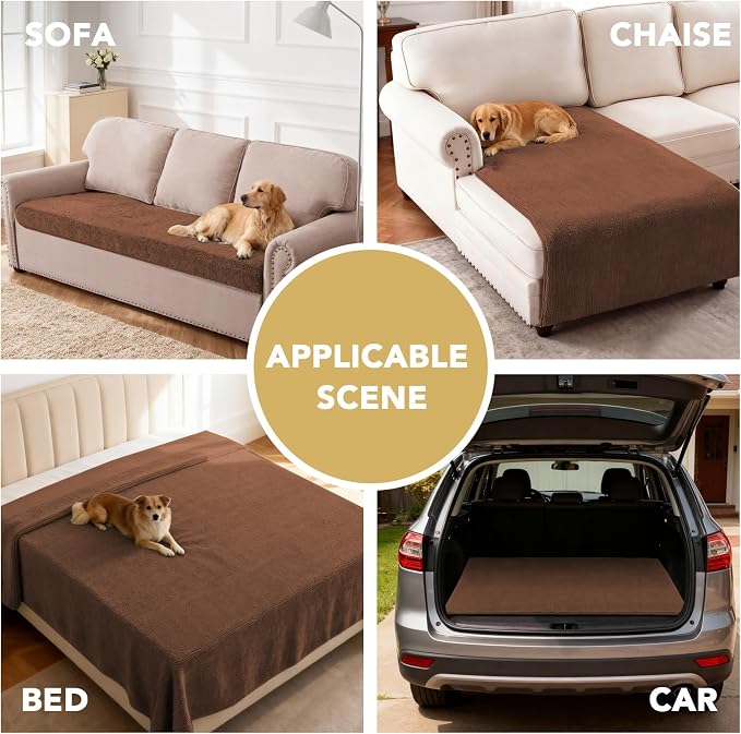 H.VERSAILTEX Non Slip Pet Couch Cover Chenille Dog Bed Protector Thick Soft Sofa Slipcover Pet Friendly Washable Couch Cushion Covers for Pets (30" x 53", Caramel)