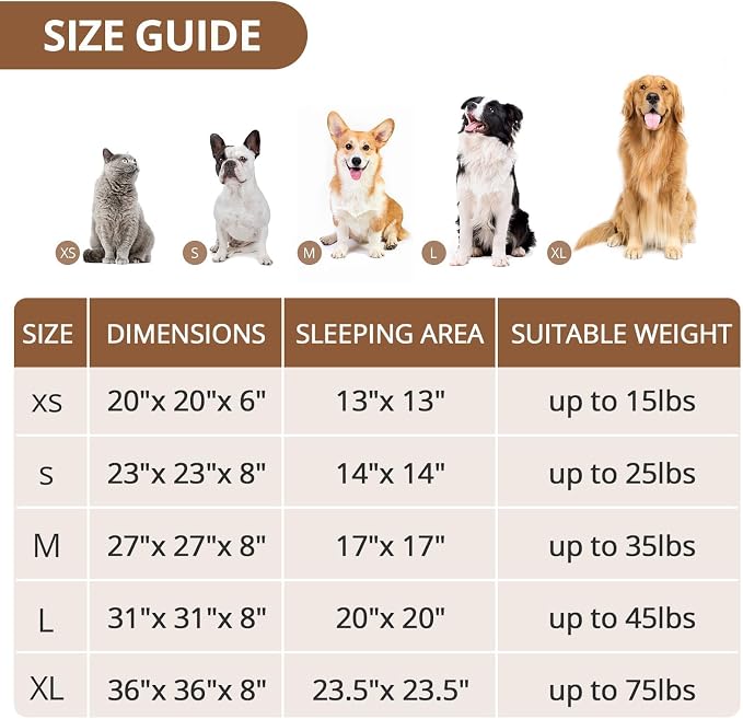 JOLLYVOGUE Calming Dog Bed Medium Size Dog, 31in Donut Washable Medium Pet Bed, Anti-Slip & Anti-Anxiety Fluffy Faux Fur Round Dogs Bed, Fits up to 45 lbs Pets (Smoke Brown)