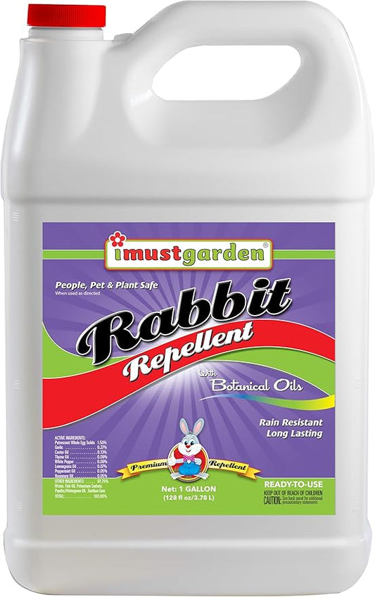 I Must Garden Rabbit Repellent: Mint Scent Rabbit Spray for Plants & Lawns – 1 Gallon Ready to Use Refill