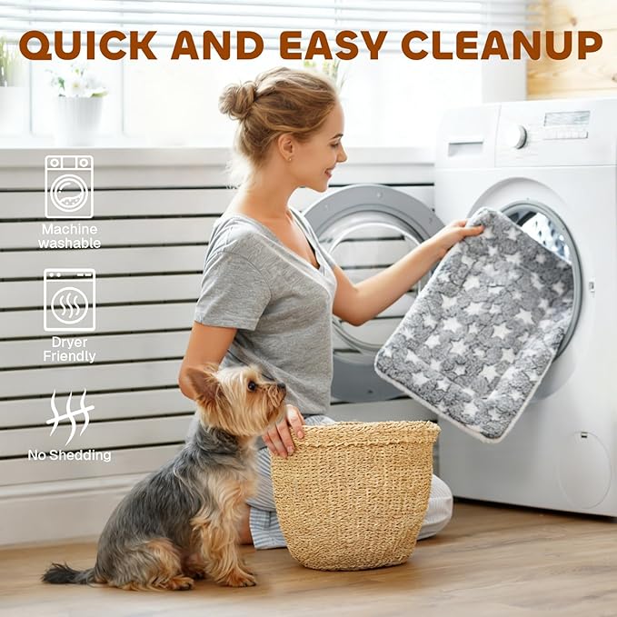 Mora Pets Dog Bed Crate Pad Ultra Soft Pet Bed with Cute Star Print Washable Crate Mat for Large Medium Small Dogs Reversible Fleece Dog Crate Kennel Mat Cat Bed Liner 41 x 29 inch Grey