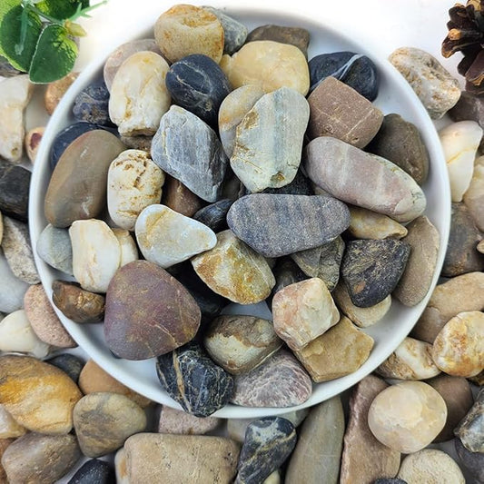 YISZM 20lbs Aquarium Rocks, 5/8" Natural River Rocks for Plants Decorative Polished Mixed Pebbles for Fish Tank, Landscaping, Gardening, Flower Pots, Vase Fillers, Indoor Water Fountains