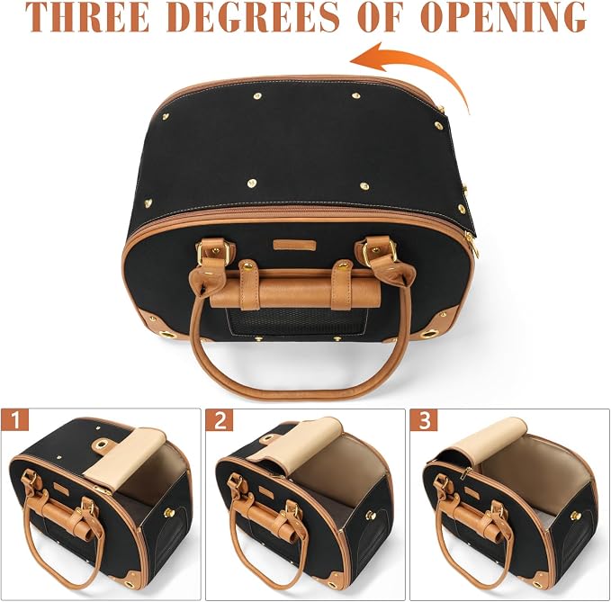 Dog Carrier Purse, Pet Carrier, Foldable Waterproof Premium Nylon Pet Travel Portable Bag Carrier for Cat and Small Dog Home/Outdoor Medium Black